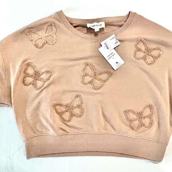 Pink Rose Butterfly crop top - Picture 1 of 10